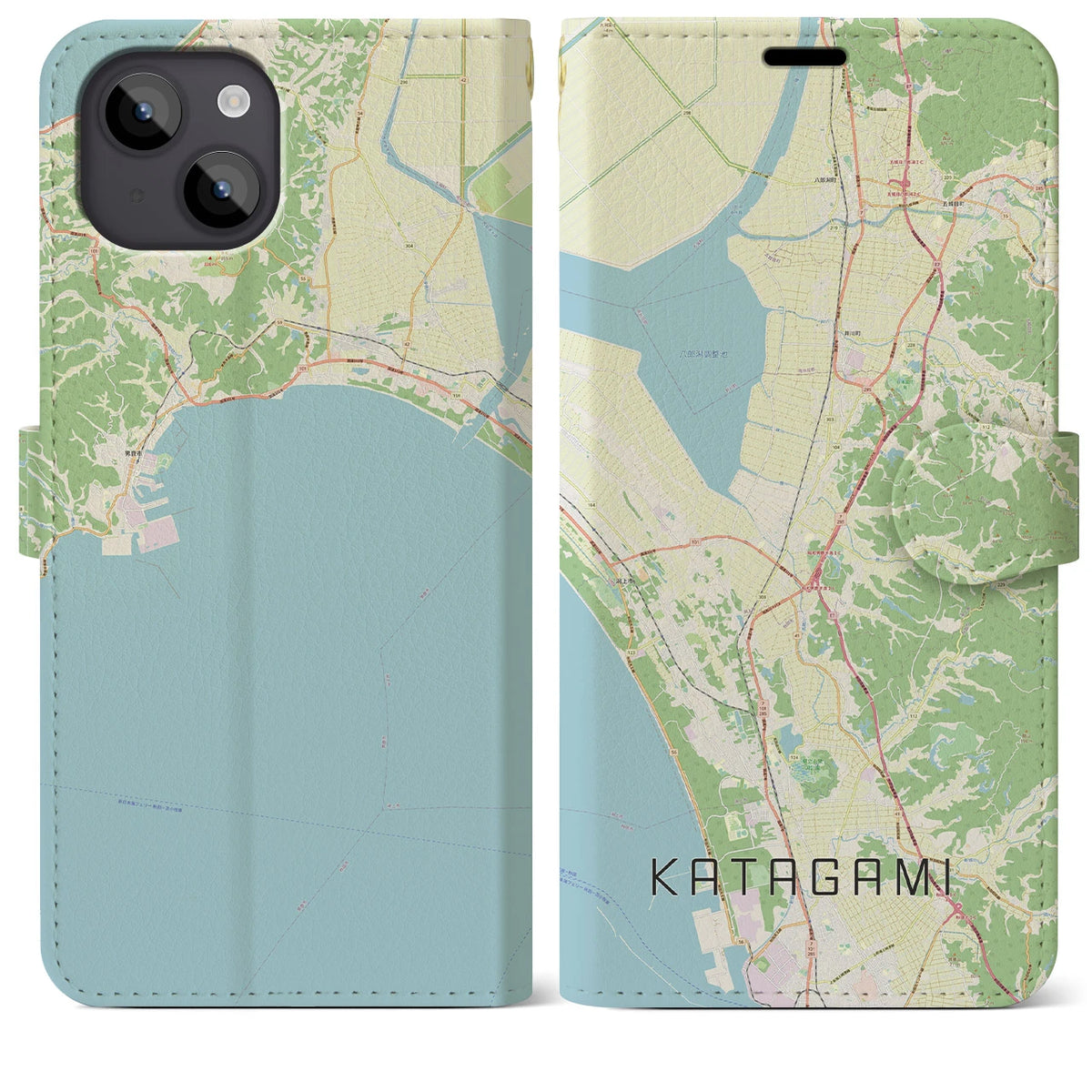 【潟上（秋田県）】地図柄iPhoneケース（手帳タイプ）