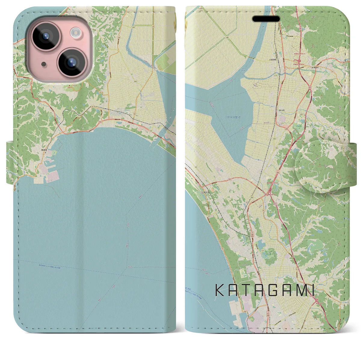 【潟上（秋田県）】地図柄iPhoneケース（手帳タイプ）