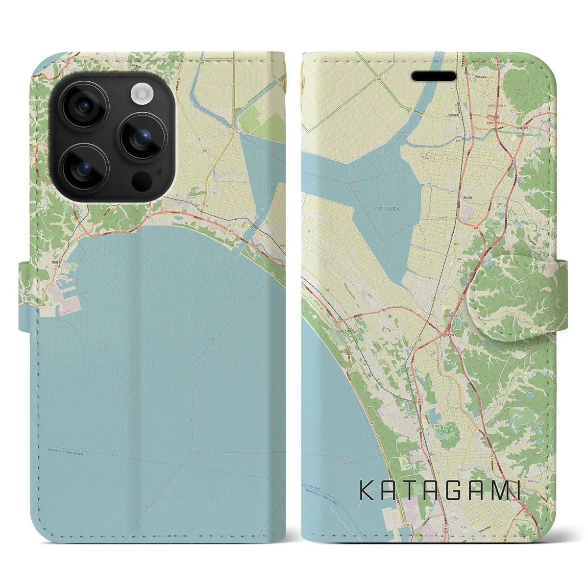【潟上（秋田県）】地図柄iPhoneケース（手帳タイプ）