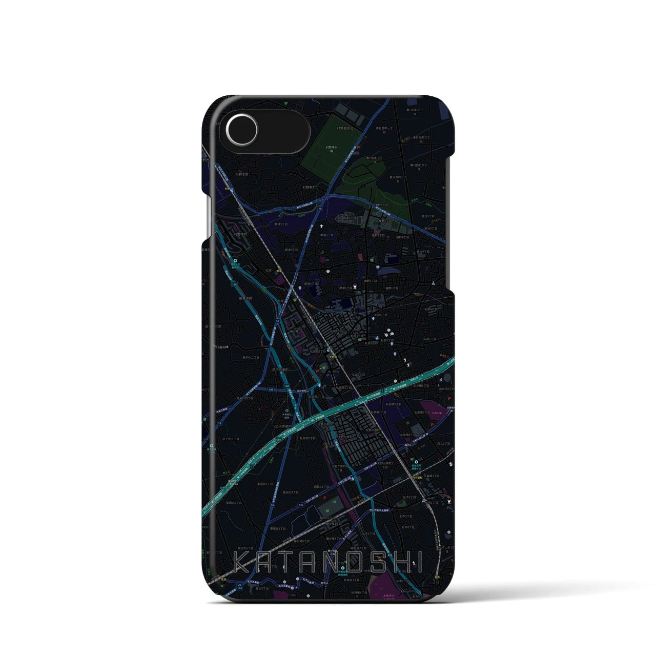 【交野市（大阪府）】地図柄iPhoneケース（バックカバータイプ）