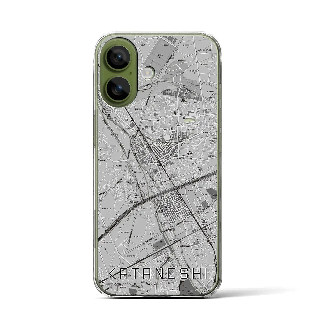 【交野市（大阪府）】地図柄iPhoneケース（クリアタイプ）