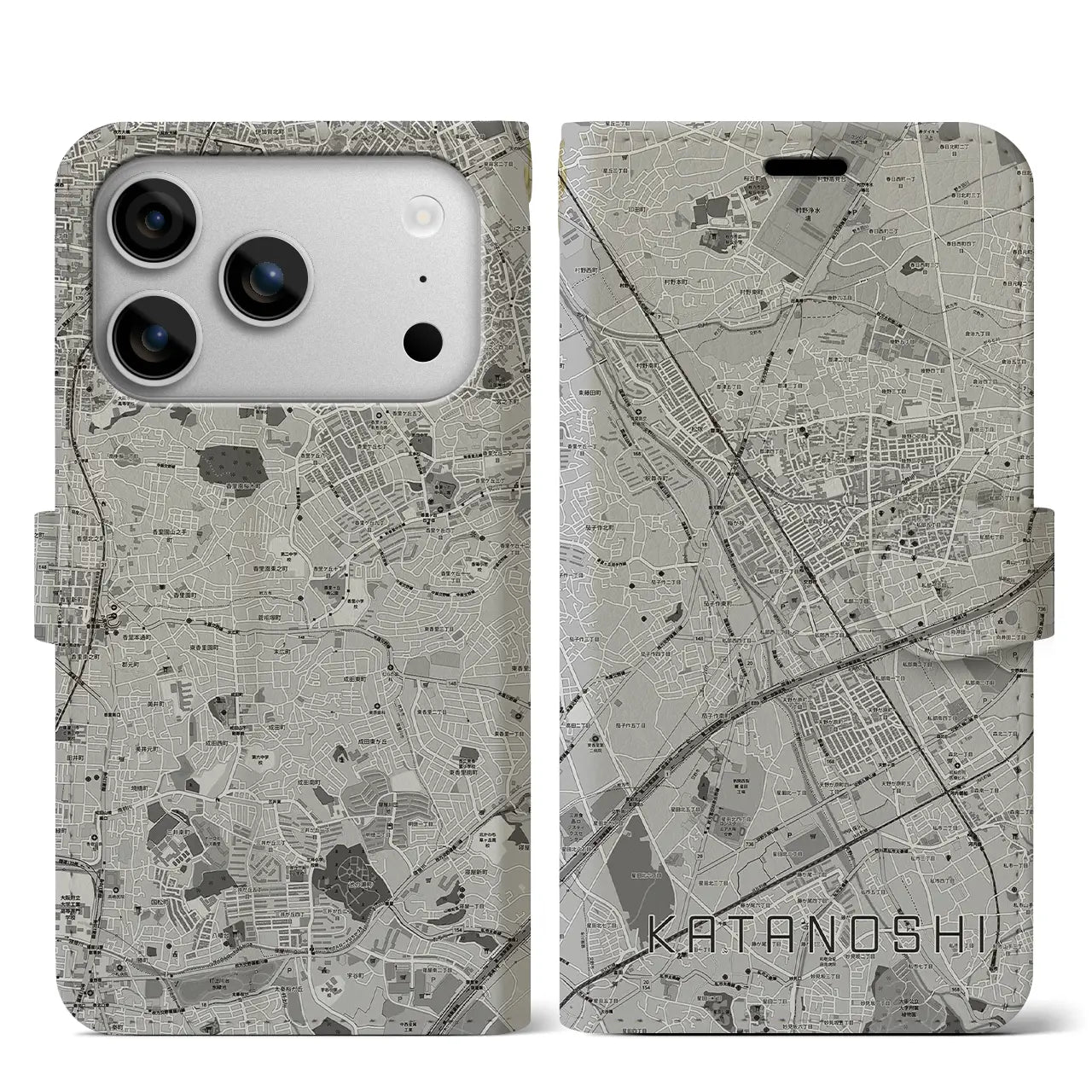 【交野市（大阪府）】地図柄iPhoneケース（手帳タイプ）