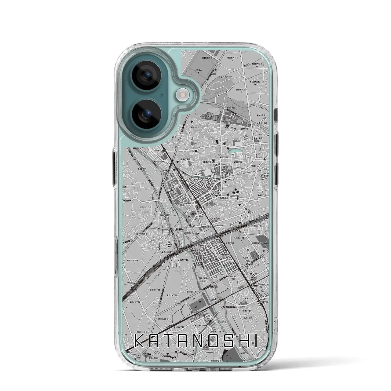 【交野市（大阪府）】地図柄iPhoneケース（MagSafeタイプ）モノトーン・iPhone 16 Pro 用
