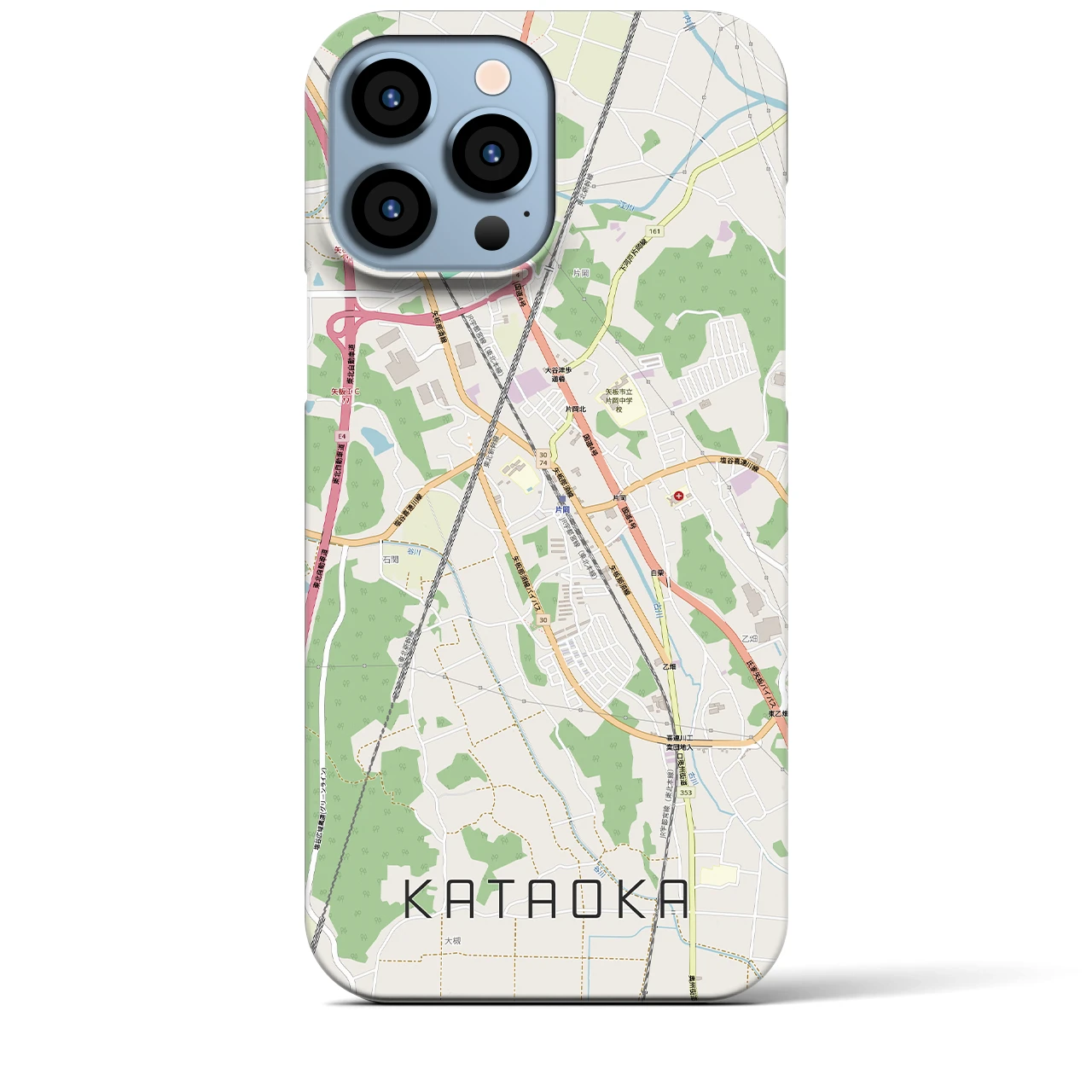 【片岡（栃木県）】地図柄iPhoneケース（バックカバータイプ）ナチュラル・iPhone 13 Pro Max 用