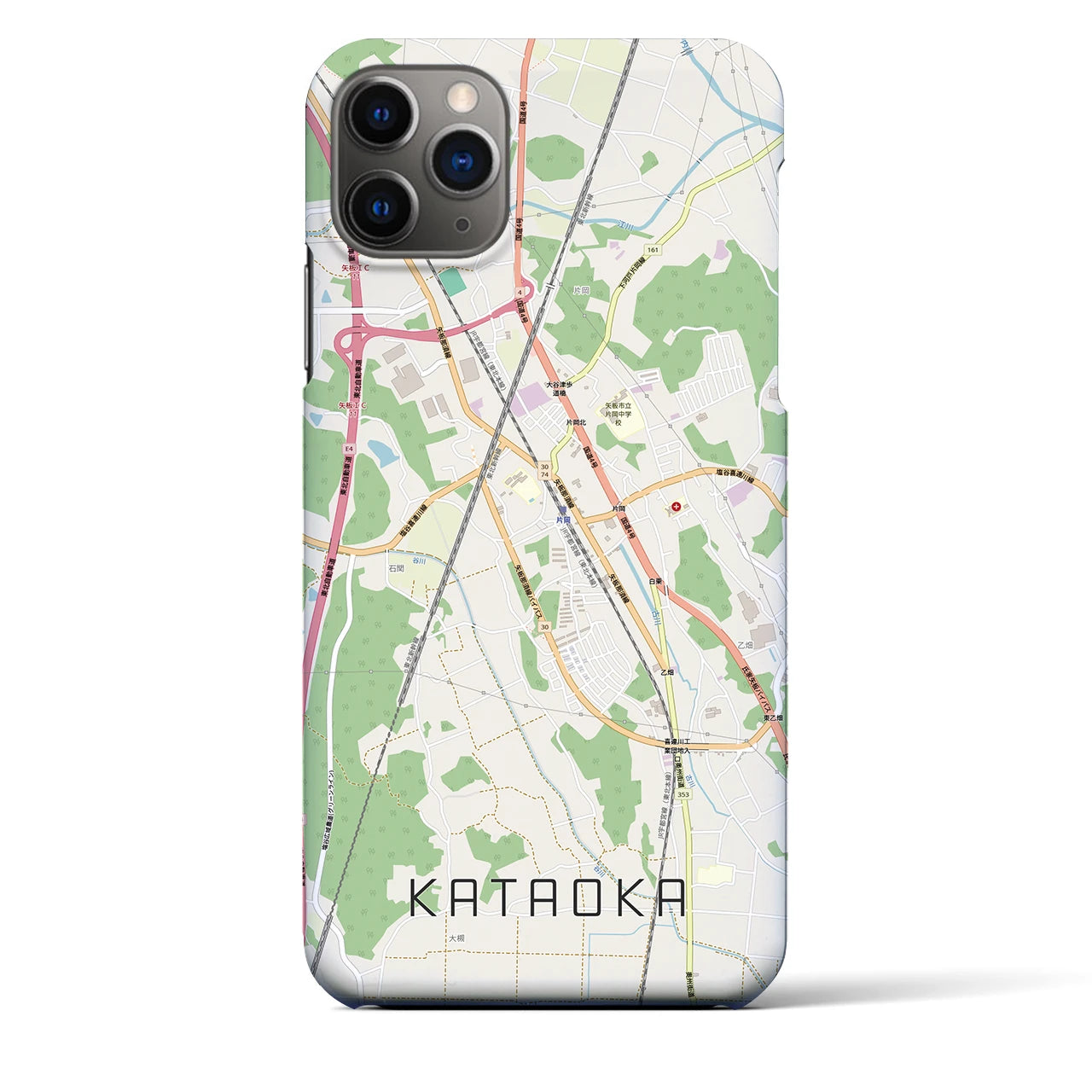 【片岡（栃木県）】地図柄iPhoneケース（バックカバータイプ）