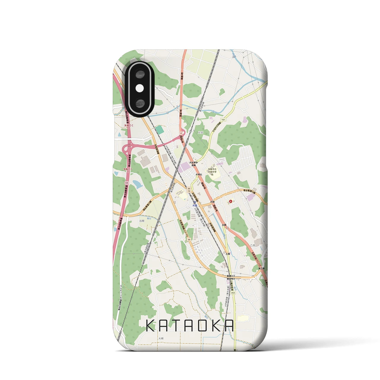 【片岡（栃木県）】地図柄iPhoneケース（バックカバータイプ）ナチュラル・iPhone XS / X 用