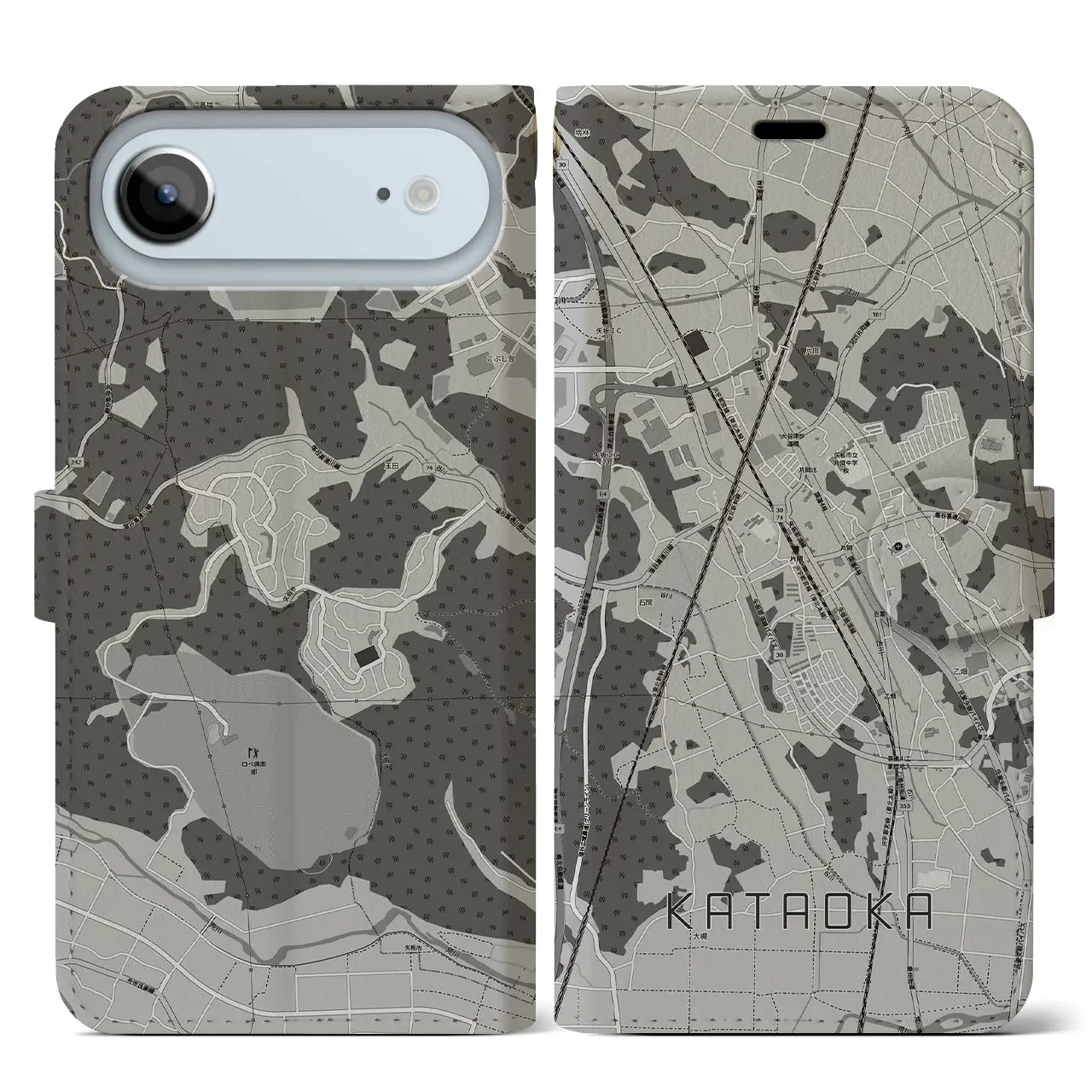【片岡（栃木県）】地図柄iPhoneケース（手帳タイプ）