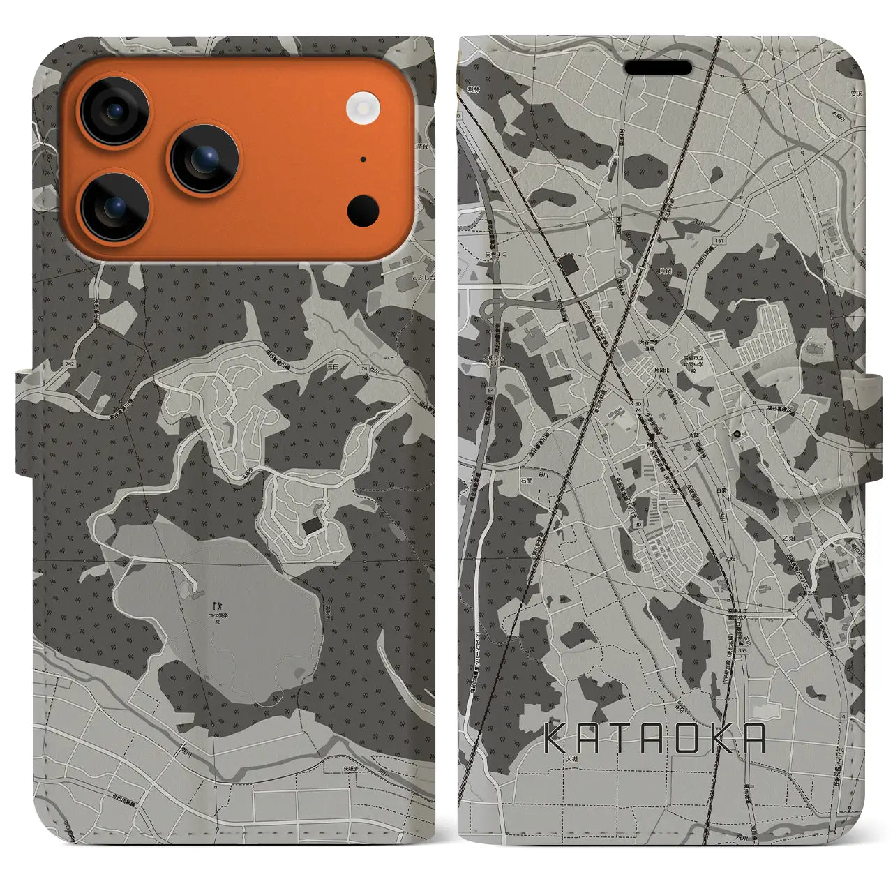 【片岡（栃木県）】地図柄iPhoneケース（手帳タイプ）