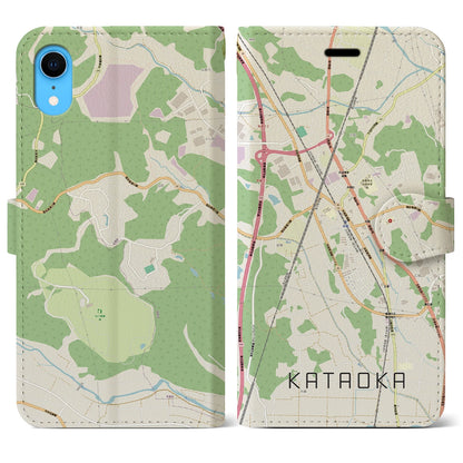 【片岡（栃木県）】地図柄iPhoneケース（手帳タイプ）ナチュラル・iPhone XR 用