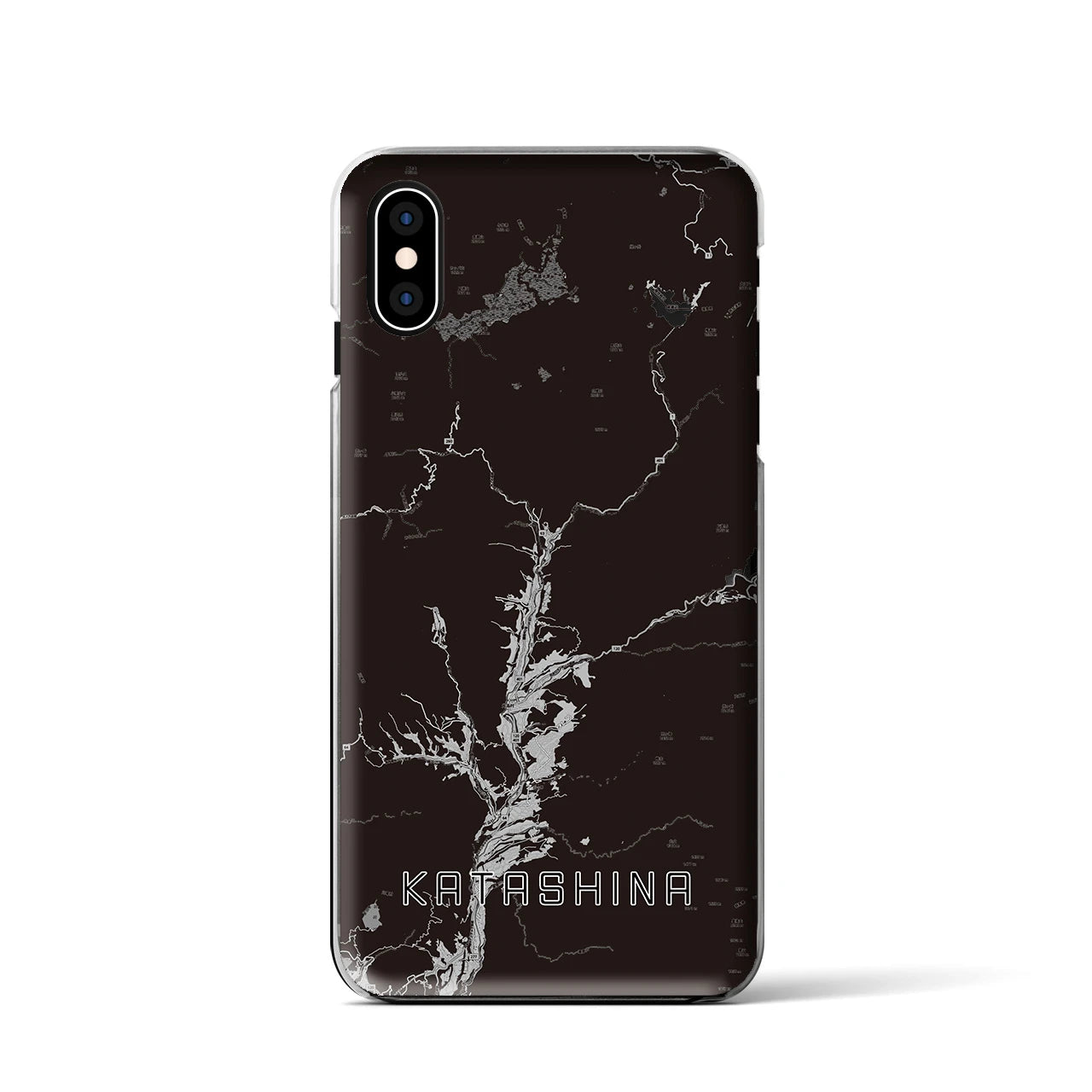 【片品（群馬県）】地図柄iPhoneケース（クリアタイプ）モノトーン・iPhone XS / X 用