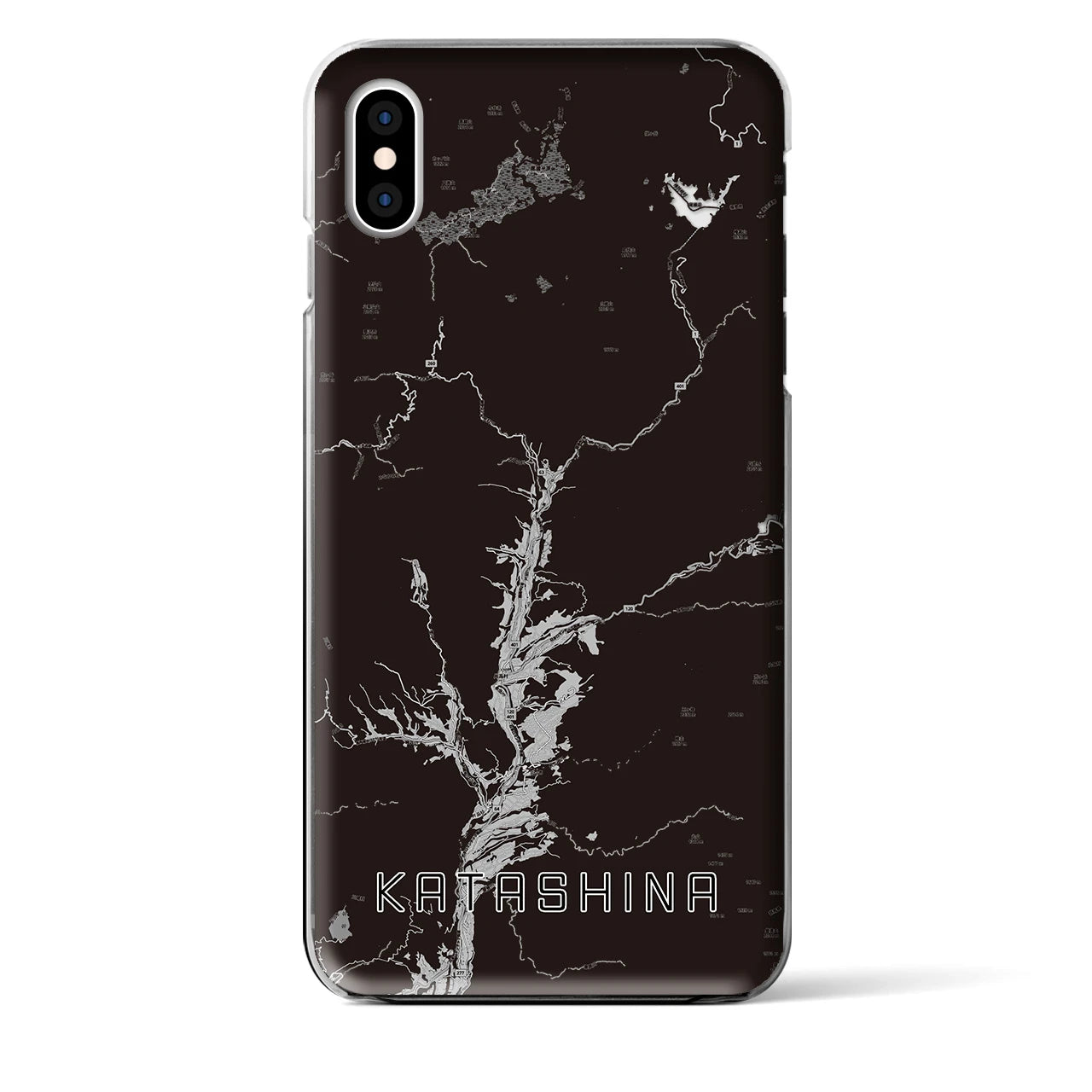 【片品（群馬県）】地図柄iPhoneケース（クリアタイプ）モノトーン・iPhone XS Max 用