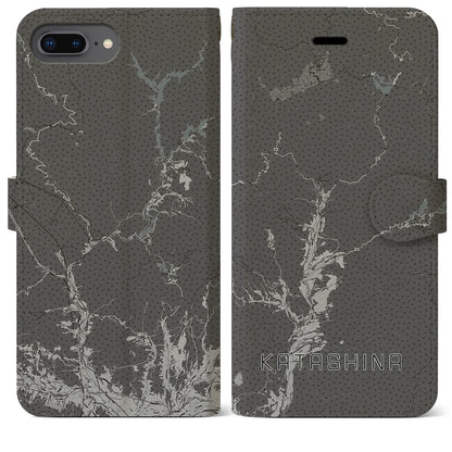 【片品（群馬県）】地図柄iPhoneケース（手帳タイプ）モノトーン・iPhone 8Plus /7Plus / 6sPlus / 6Plus 用