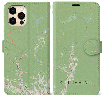 【片品（群馬県）】地図柄iPhoneケース（手帳タイプ）ナチュラル・iPhone 12 Pro Max 用