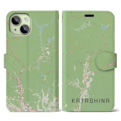 【片品（群馬県）】地図柄iPhoneケース（手帳タイプ）ナチュラル・iPhone 15 用