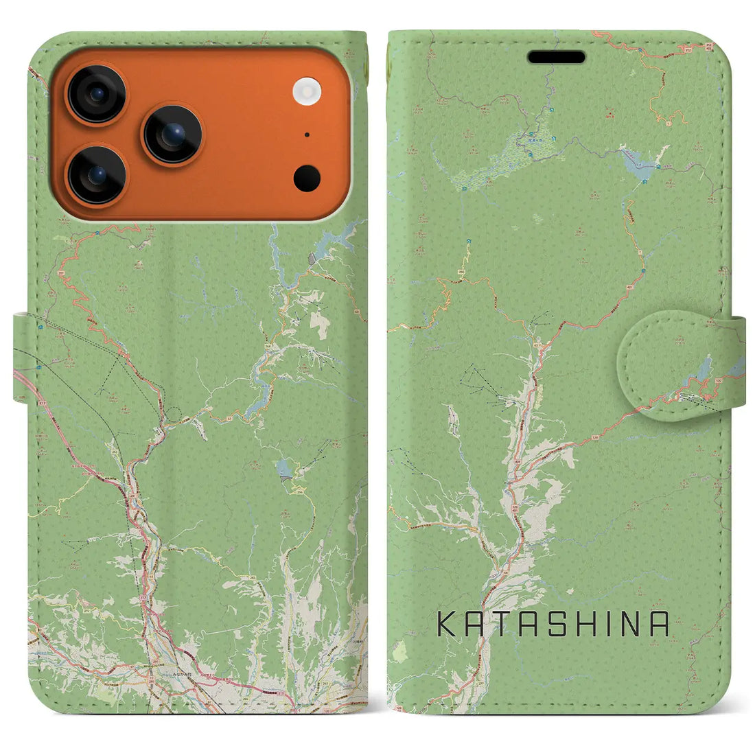 【片品（群馬県）】地図柄iPhoneケース（手帳タイプ）ナチュラル・iPhone 17 Pro Max 用