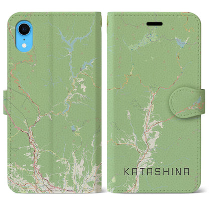 【片品（群馬県）】地図柄iPhoneケース（手帳タイプ）ナチュラル・iPhone XR 用