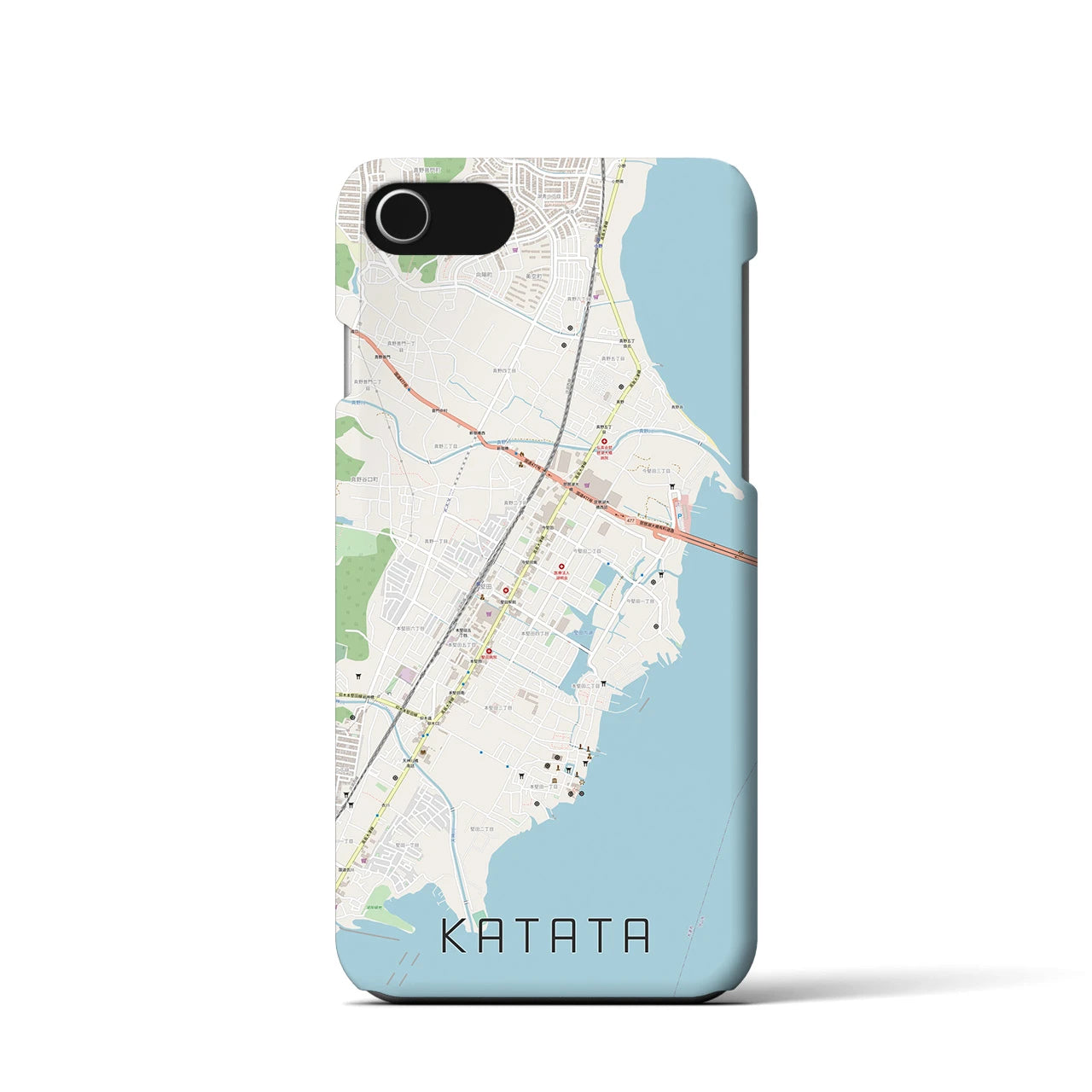 【堅田（滋賀県）】地図柄iPhoneケース（バックカバータイプ）