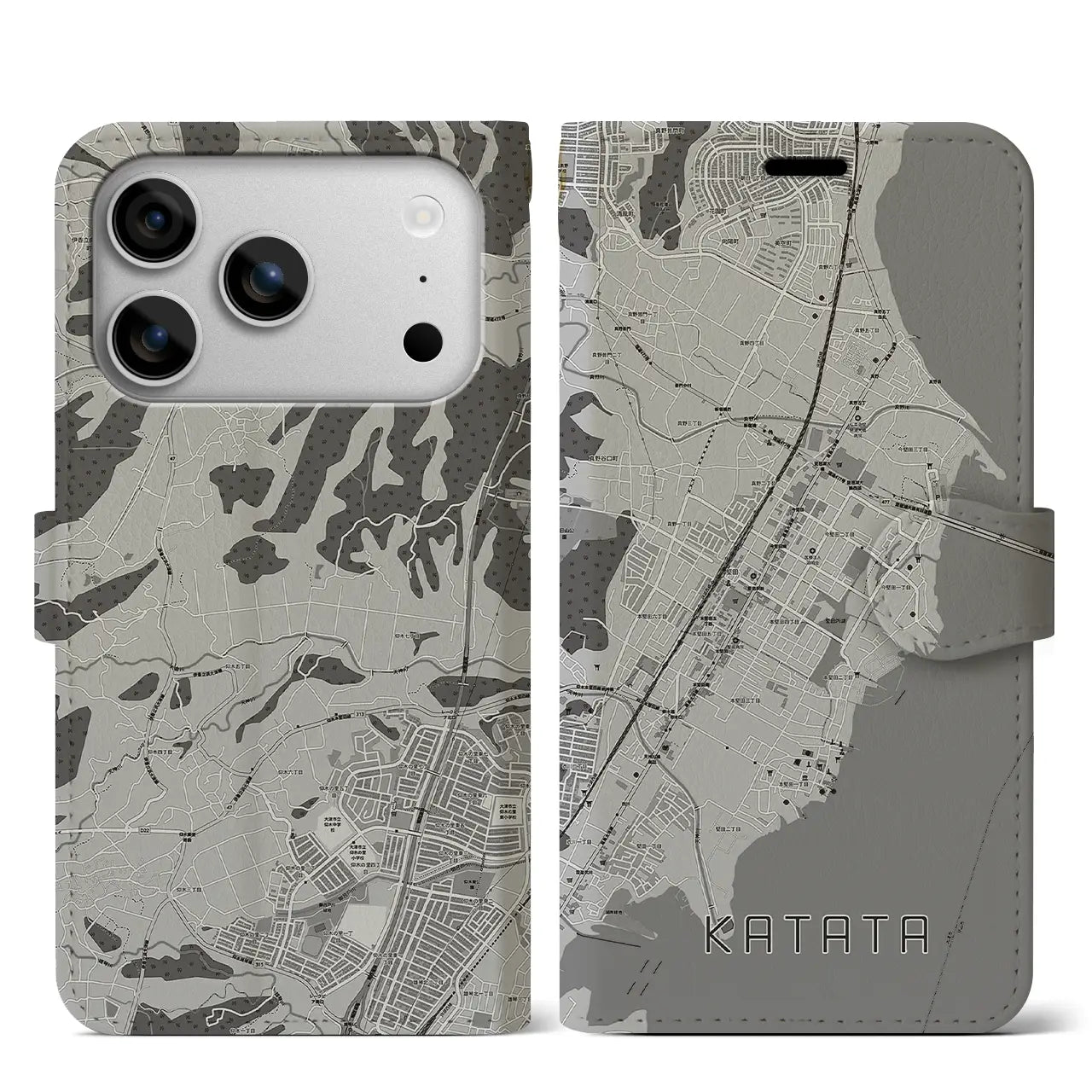 【堅田（滋賀県）】地図柄iPhoneケース（手帳タイプ）