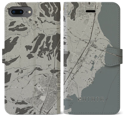 【堅田（滋賀県）】地図柄iPhoneケース（手帳タイプ）モノトーン・iPhone 8Plus /7Plus / 6sPlus / 6Plus 用