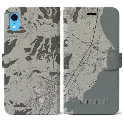 【堅田（滋賀県）】地図柄iPhoneケース（手帳タイプ）モノトーン・iPhone XR 用