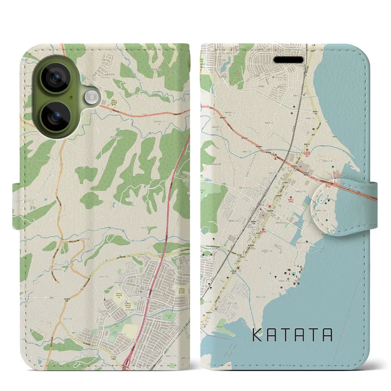 【堅田（滋賀県）】地図柄iPhoneケース（手帳タイプ）