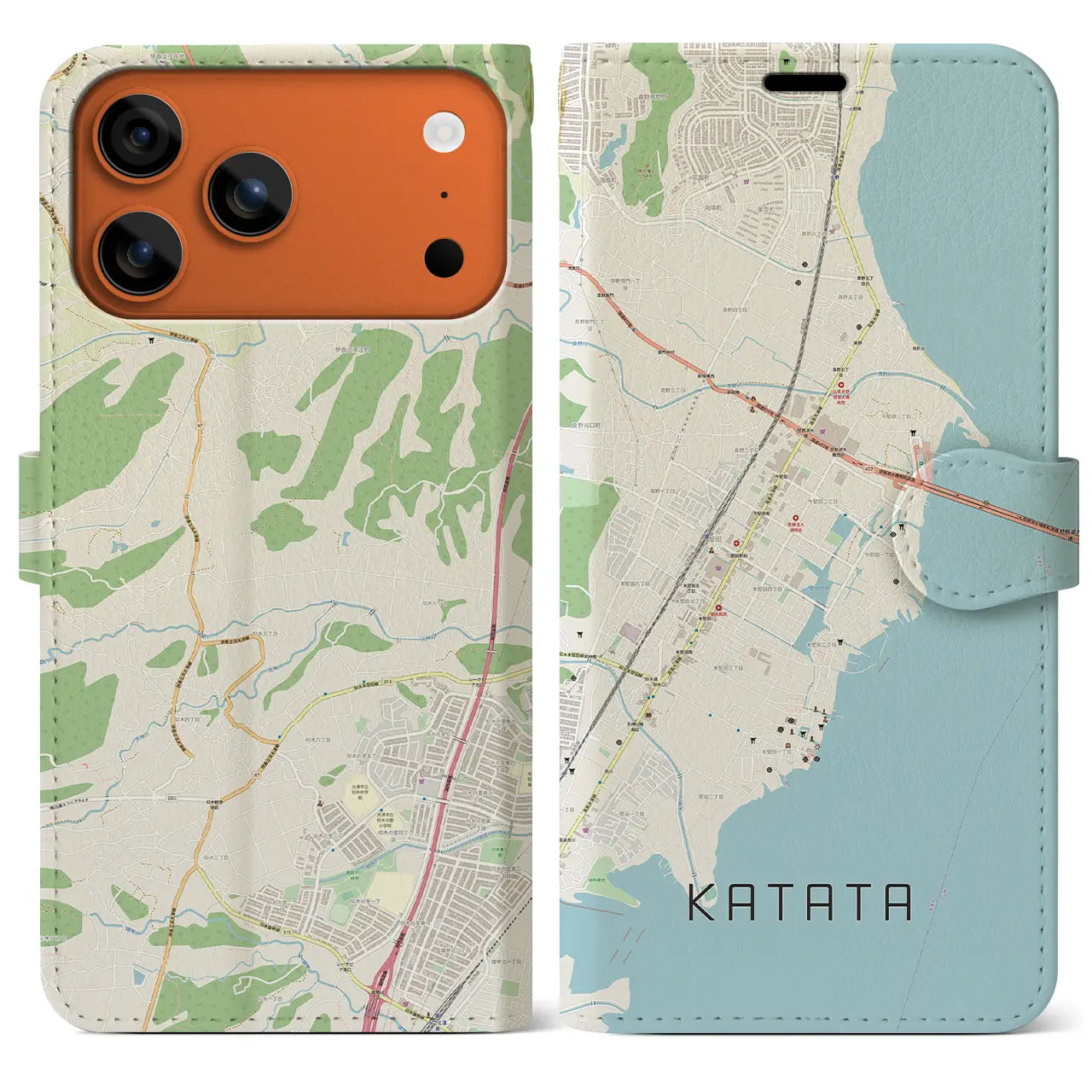 【堅田（滋賀県）】地図柄iPhoneケース（手帳タイプ）