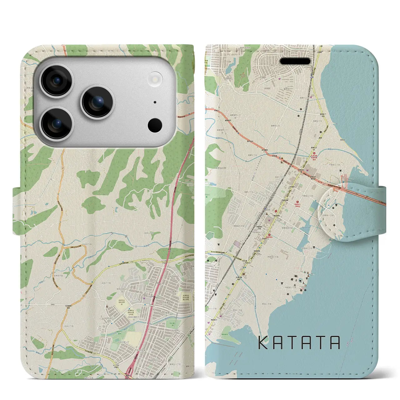 【堅田（滋賀県）】地図柄iPhoneケース（手帳タイプ）