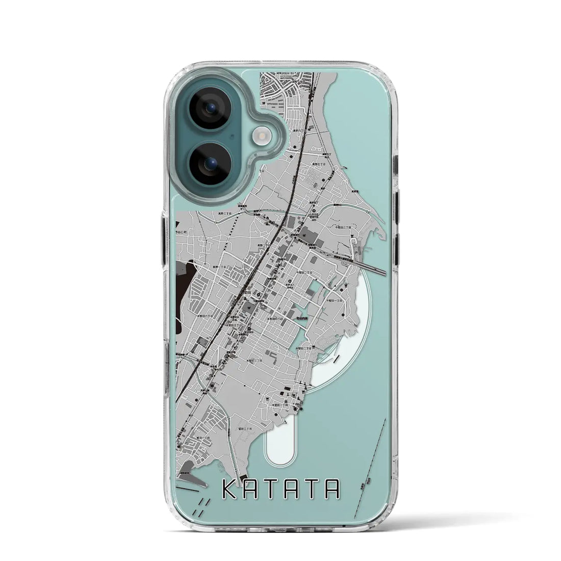 【堅田（滋賀県）】地図柄iPhoneケース（MagSafeタイプ）モノトーン・iPhone 16 Pro 用