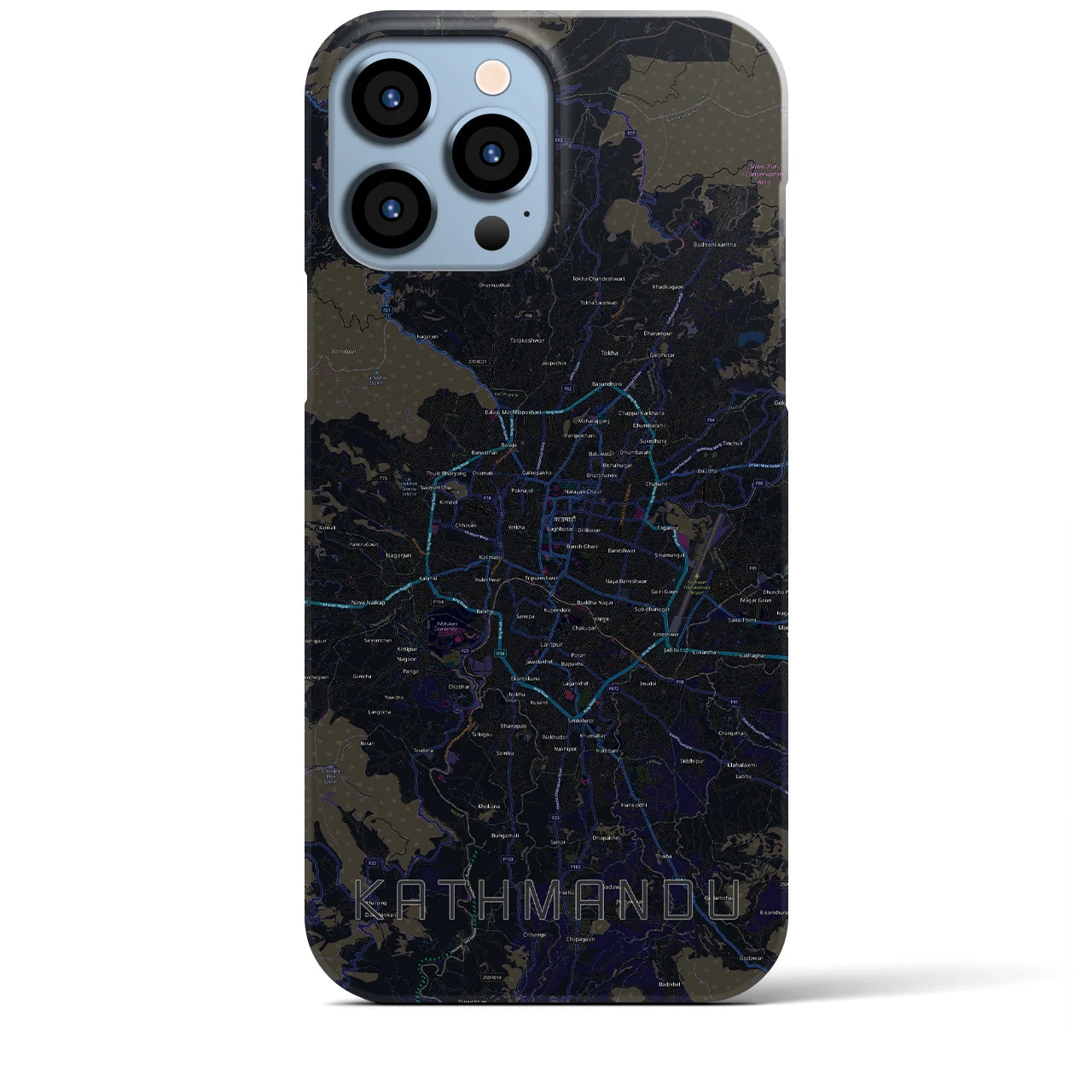 【カトマンズ（ネパール）】地図柄iPhoneケース（バックカバータイプ）