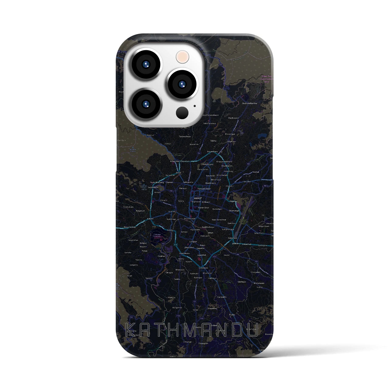 【カトマンズ（ネパール）】地図柄iPhoneケース（バックカバータイプ）