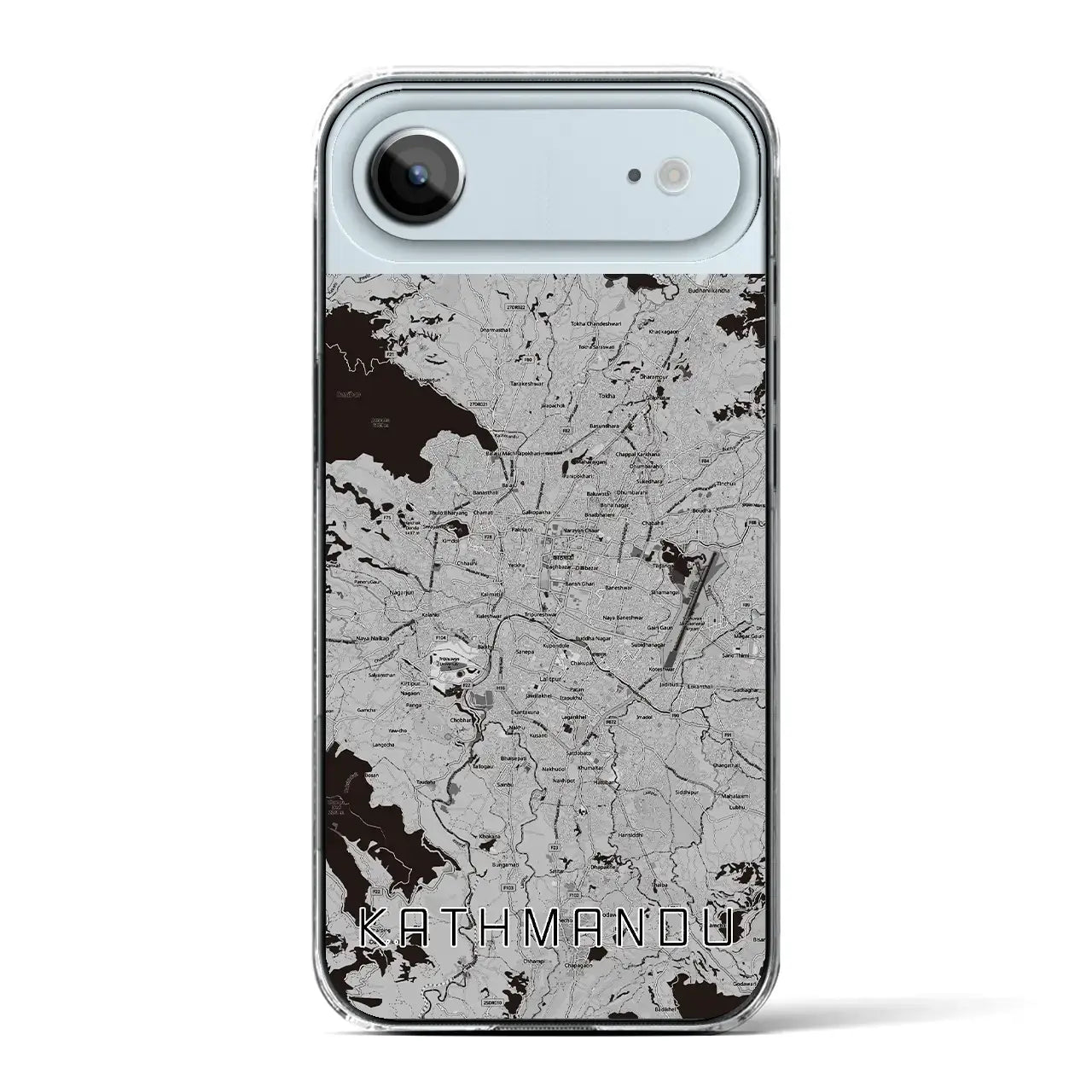 【カトマンズ（ネパール）】地図柄iPhoneケース（クリアタイプ）モノトーン・iPhone 17 Pro Max 用
