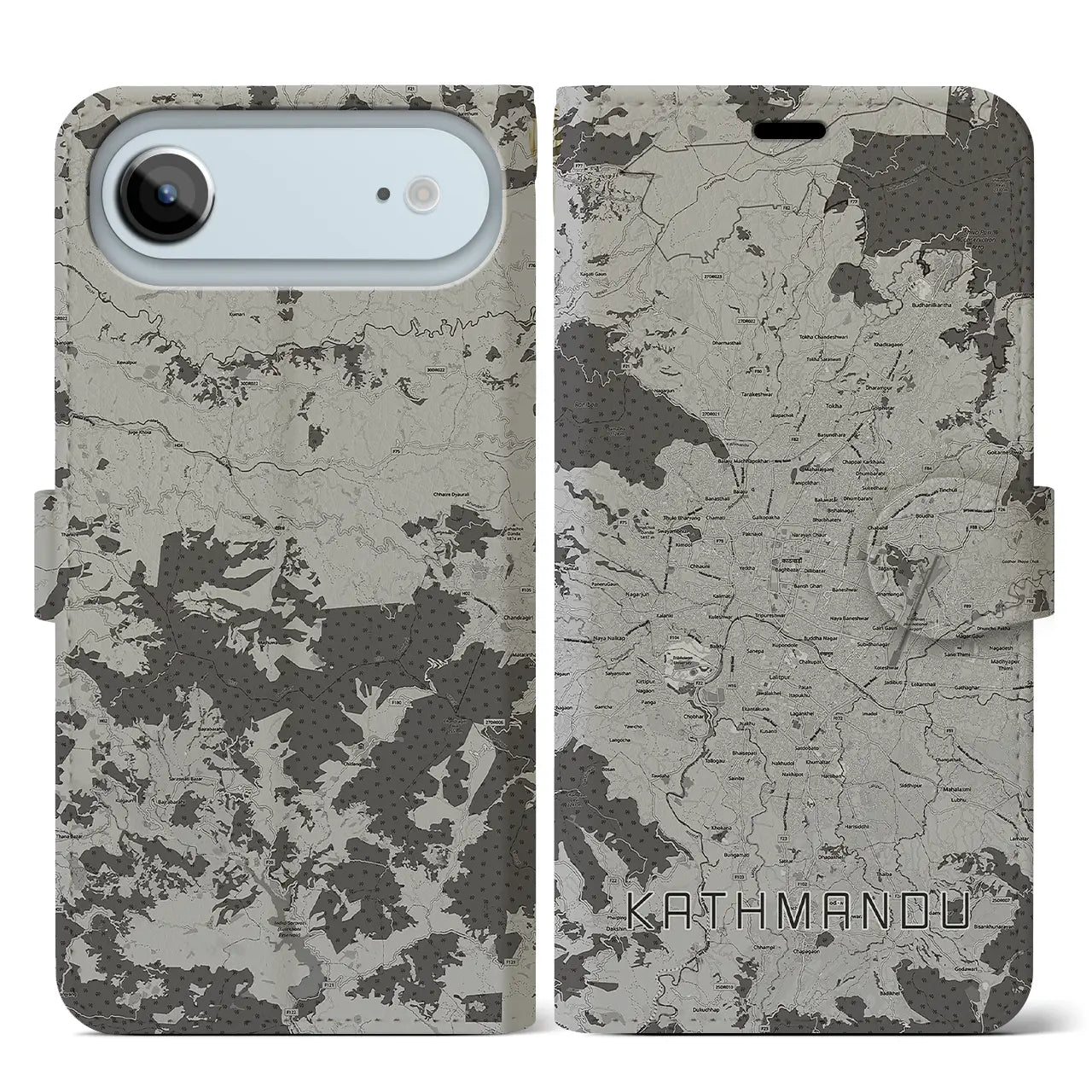【カトマンズ（ネパール）】地図柄iPhoneケース（手帳タイプ）