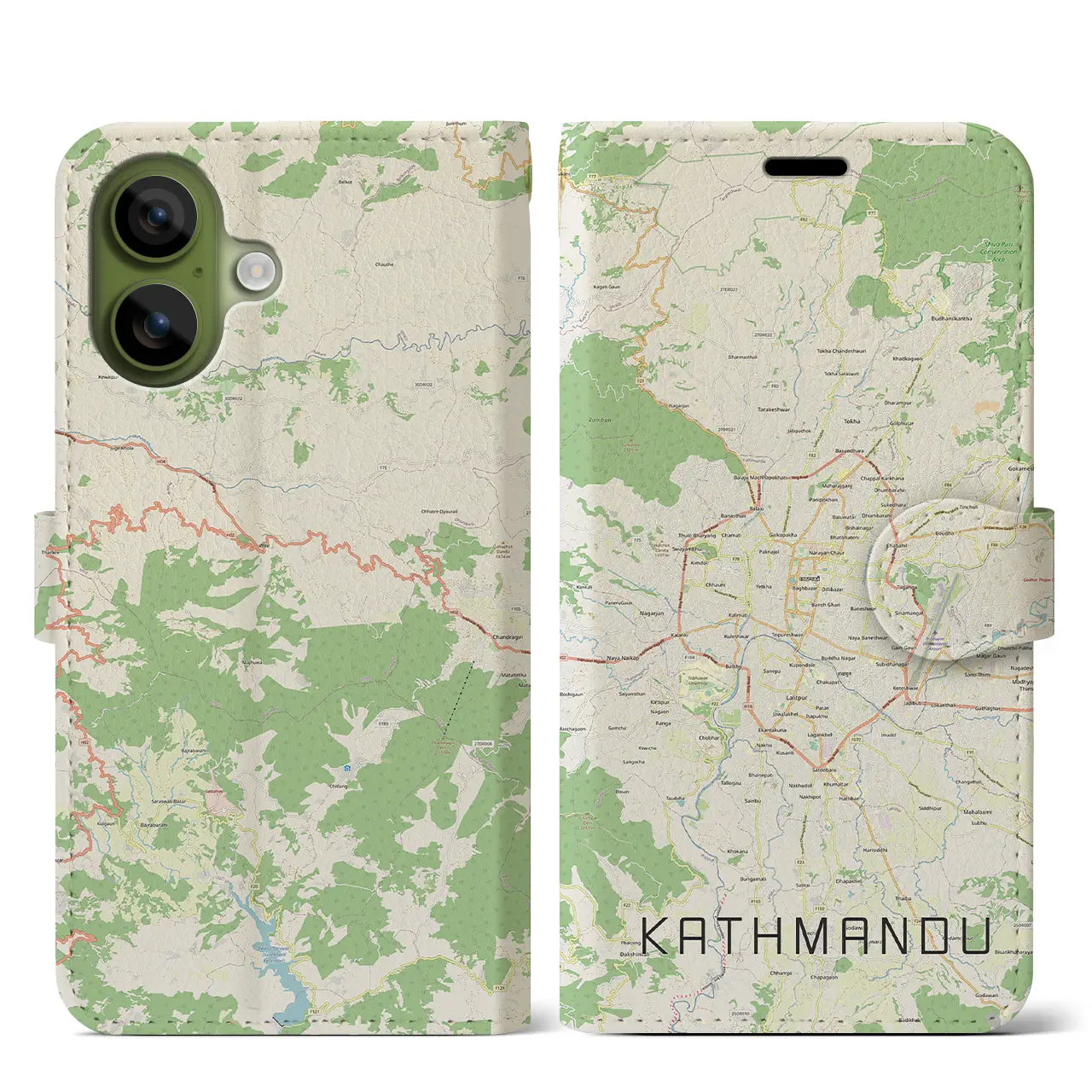 【カトマンズ（ネパール）】地図柄iPhoneケース（手帳タイプ）