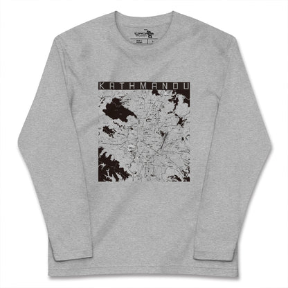 【カトマンズ（ネパール）】地図柄ロングスリーブTシャツ