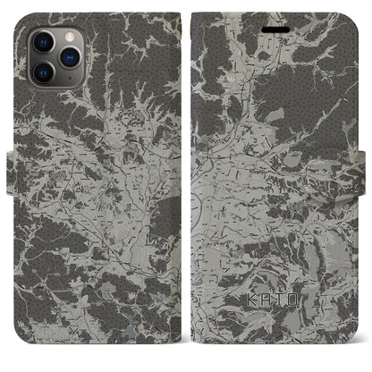 【加東（兵庫県）】地図柄iPhoneケース（手帳タイプ）モノトーン・iPhone 11 Pro Max 用