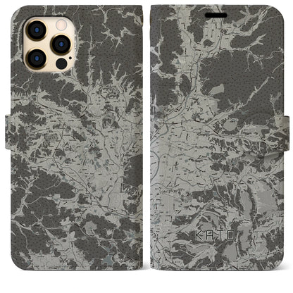 【加東（兵庫県）】地図柄iPhoneケース（手帳タイプ）モノトーン・iPhone 12 Pro Max 用