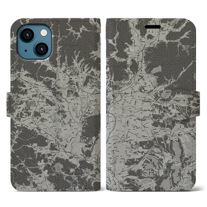 【加東（兵庫県）】地図柄iPhoneケース（手帳タイプ）モノトーン・iPhone 13 用