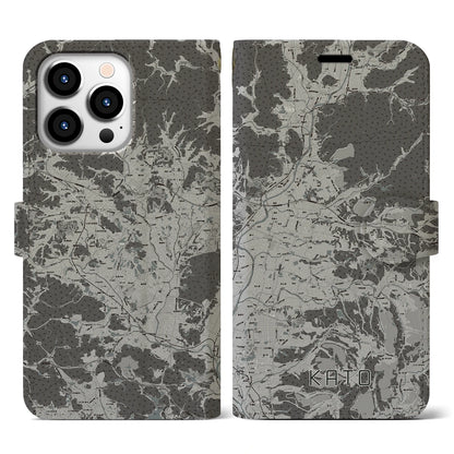 【加東（兵庫県）】地図柄iPhoneケース（手帳タイプ）モノトーン・iPhone 13 Pro 用