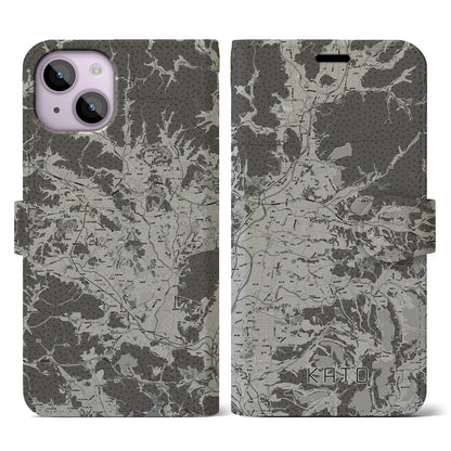 【加東（兵庫県）】地図柄iPhoneケース（手帳タイプ）モノトーン・iPhone 14 用