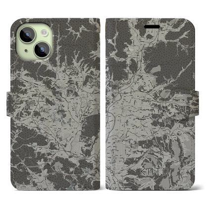 【加東（兵庫県）】地図柄iPhoneケース（手帳タイプ）モノトーン・iPhone 15 用