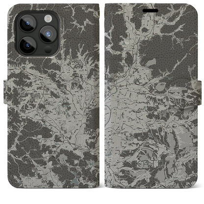 【加東（兵庫県）】地図柄iPhoneケース（手帳タイプ）モノトーン・iPhone 15 Pro Max 用