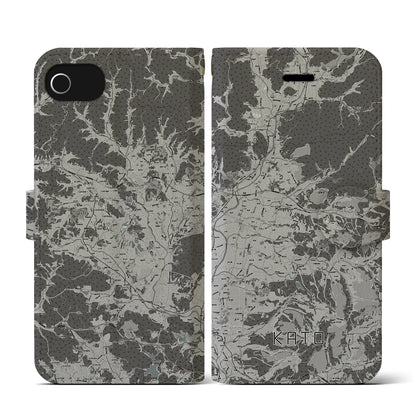 【加東（兵庫県）】地図柄iPhoneケース（手帳タイプ）モノトーン・iPhone SE（第3 / 第2世代） / 8 / 7 / 6s / 6 用