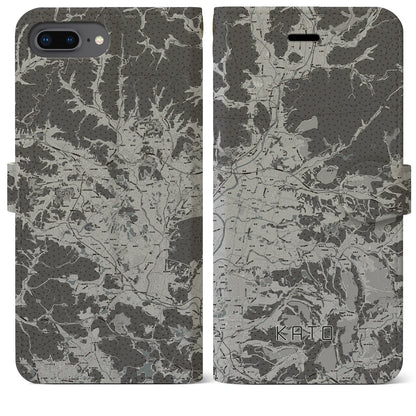 【加東（兵庫県）】地図柄iPhoneケース（手帳タイプ）モノトーン・iPhone 8Plus /7Plus / 6sPlus / 6Plus 用