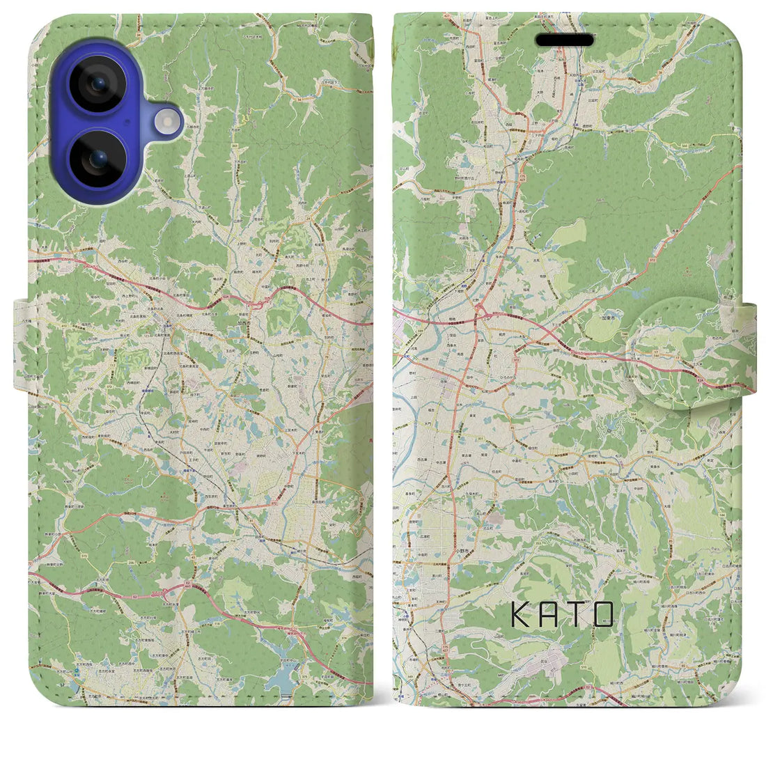 【加東（兵庫県）】地図柄iPhoneケース（手帳タイプ）ナチュラル・iPhone 16 Pro Max 用