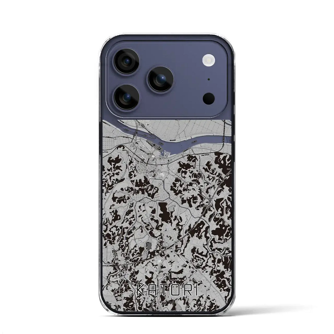 【香取(千葉県)】地図柄iPhoneケース(クリアタイプ)モノトーン・iPhone 17 Pro Max 用