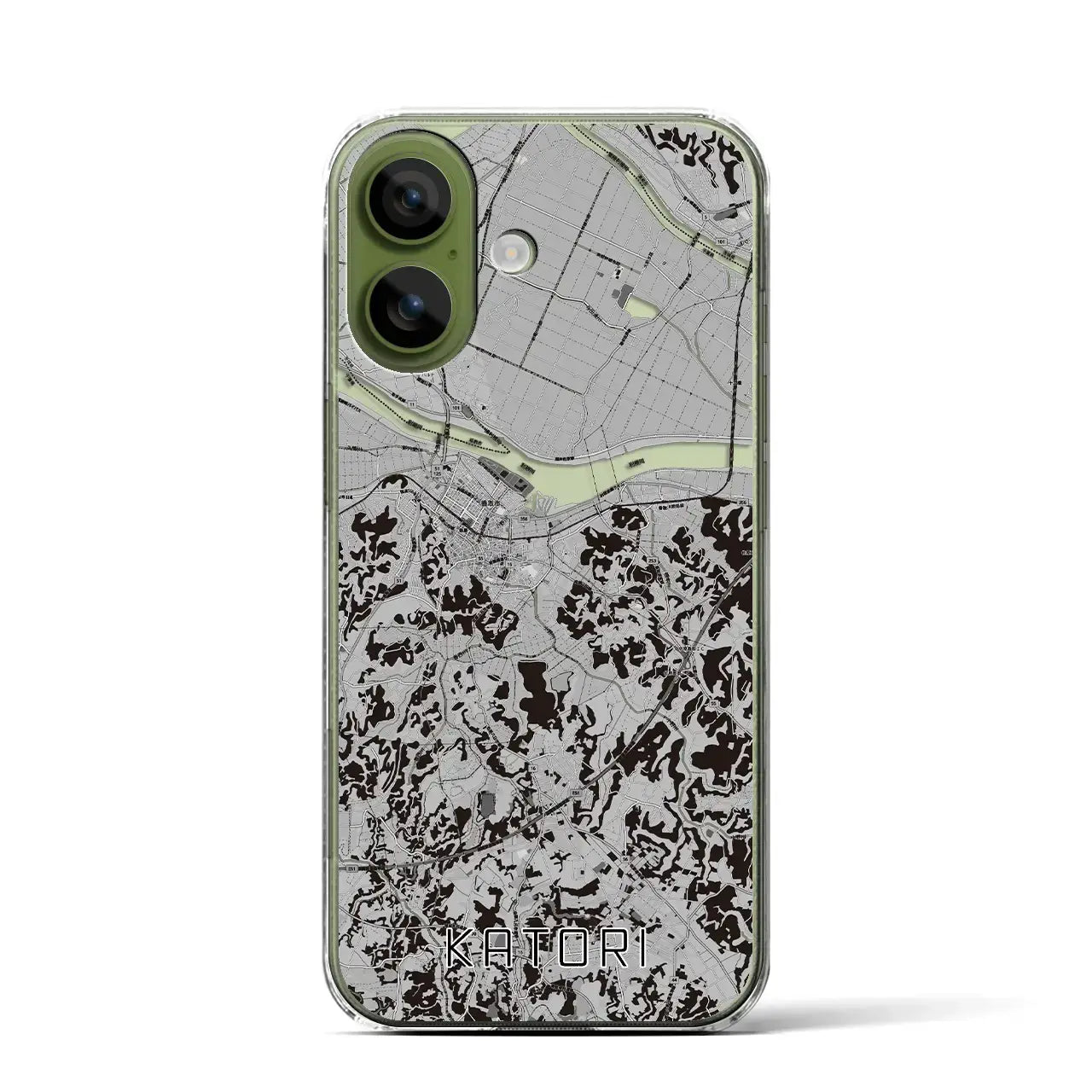 【香取（千葉県）】地図柄iPhoneケース（クリアタイプ）モノトーン・iPhone 17 Pro Max 用