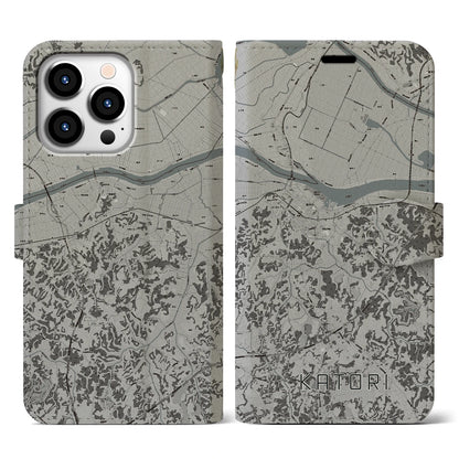 【香取（千葉県）】地図柄iPhoneケース（手帳タイプ）モノトーン・iPhone 13 Pro 用