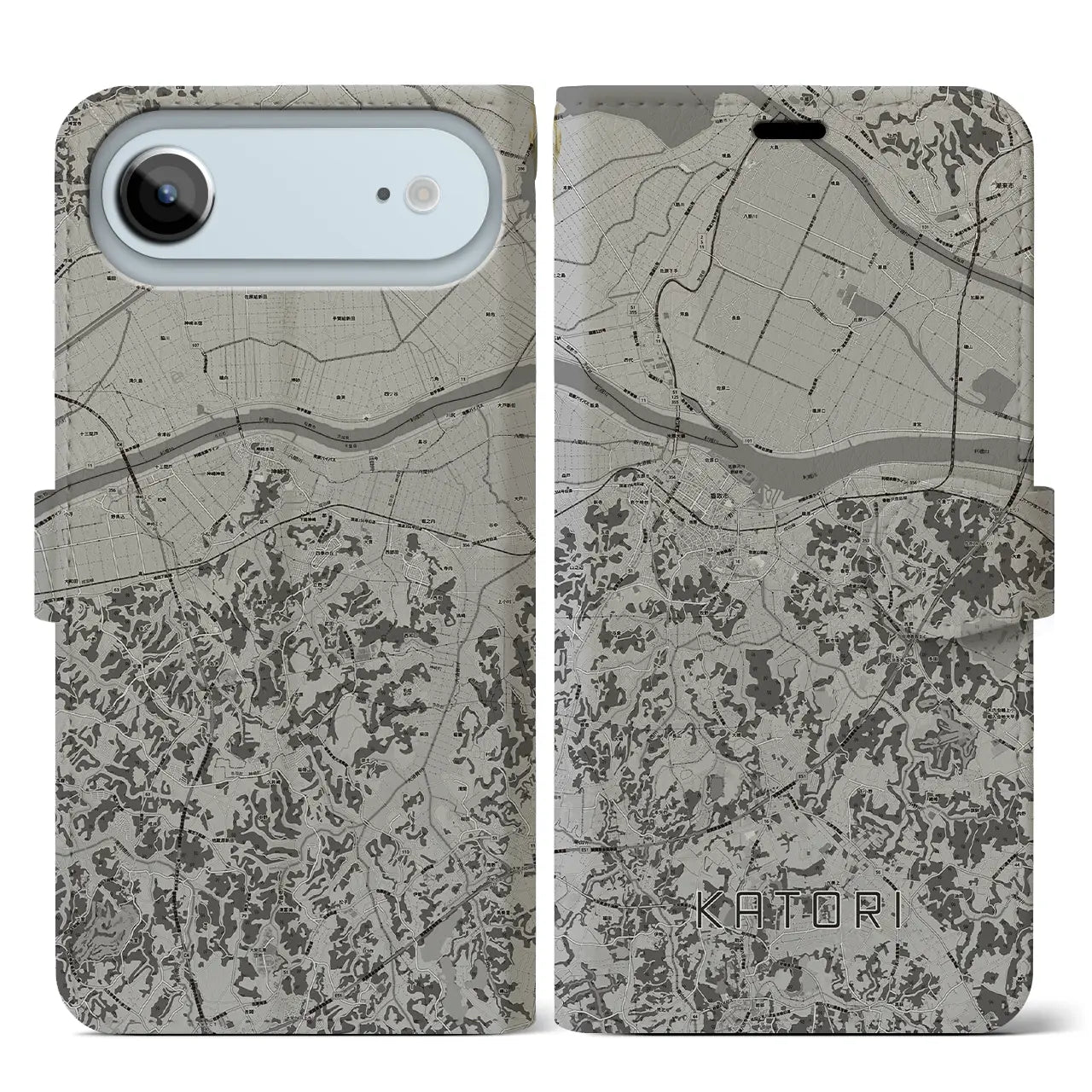 【香取（千葉県）】地図柄iPhoneケース（手帳タイプ）