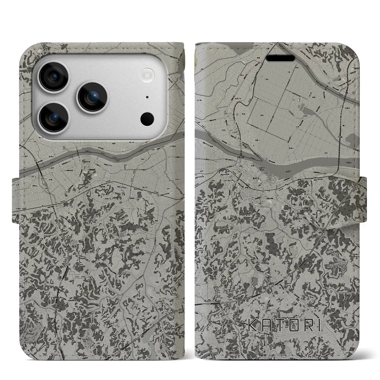 【香取（千葉県）】地図柄iPhoneケース（手帳タイプ）