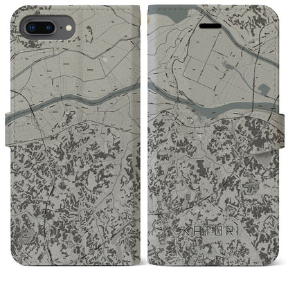 【香取（千葉県）】地図柄iPhoneケース（手帳タイプ）モノトーン・iPhone 8Plus /7Plus / 6sPlus / 6Plus 用